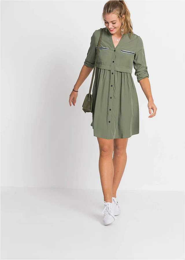Robe-chemise courte, Couleur: olive
