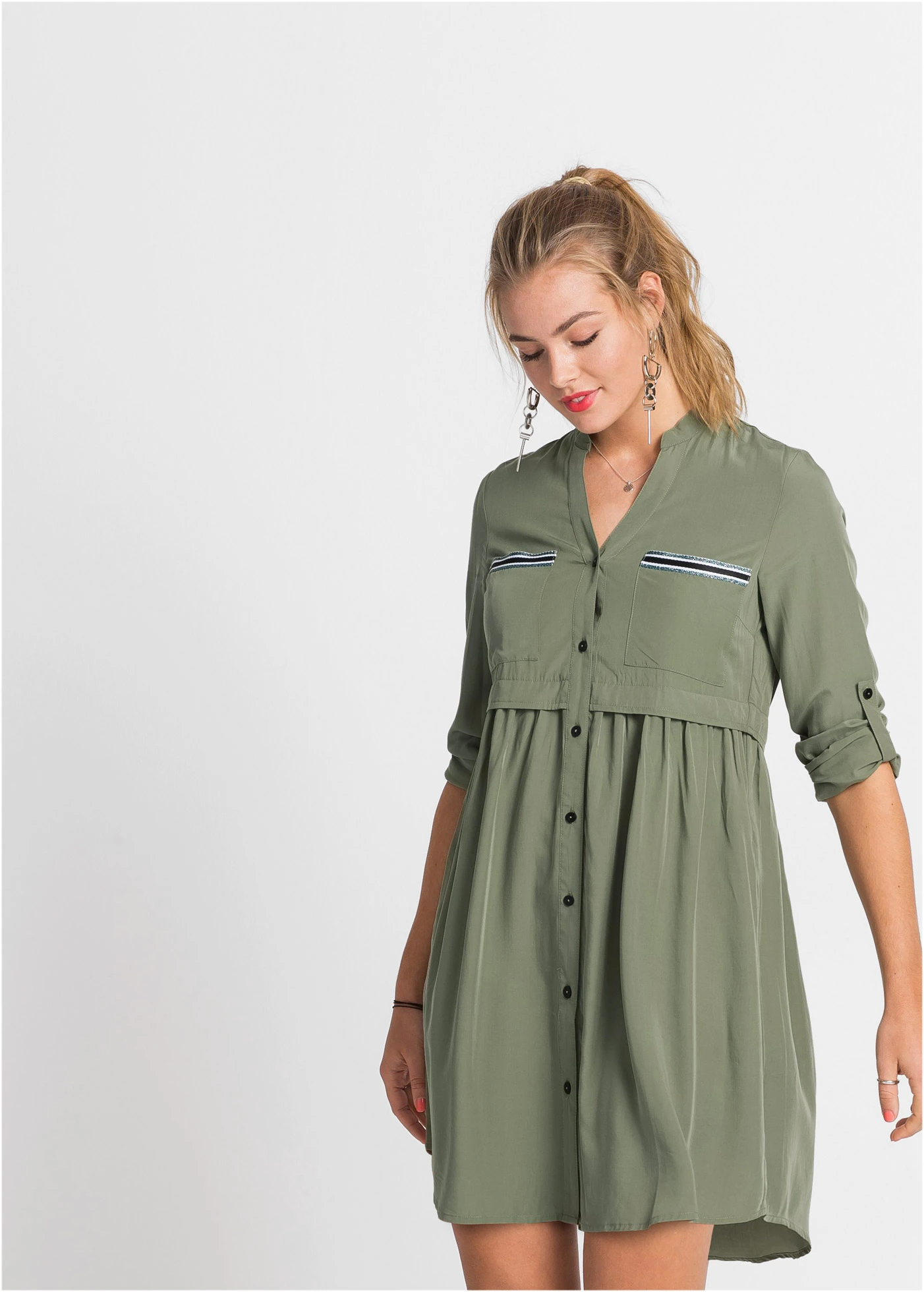 Krátké košilové šaty • olivová • bonprix obchod