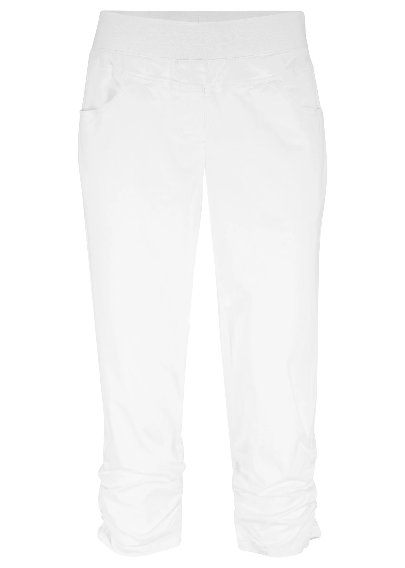 Capri kalhoty s pohodlným pasem, z bavlněné směsi • bílá • bonprix obchod