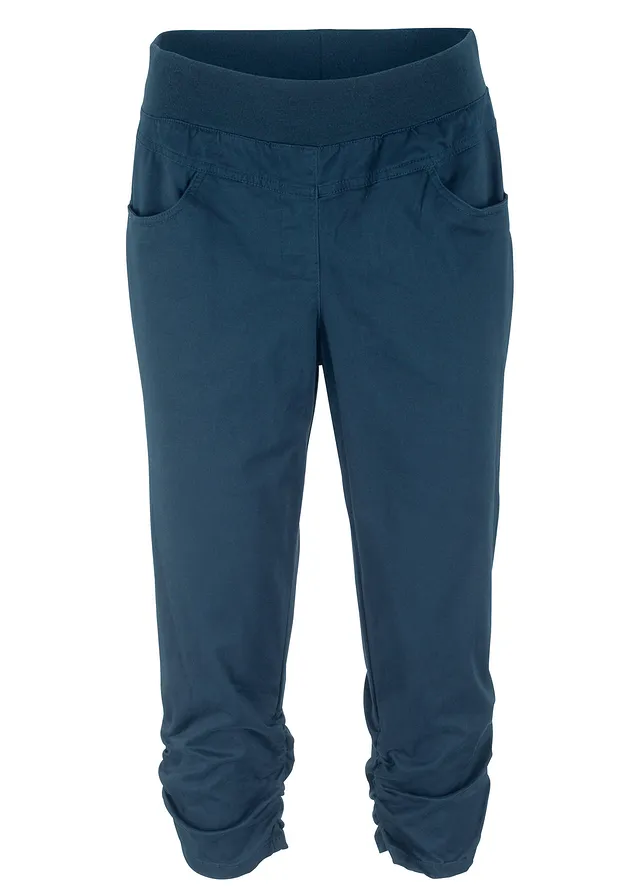 Pantaloni capri cu bată confortabilă, din material cu bumbac
