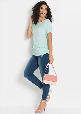 Bluză din material moale cu viscoză, culoare: verde-mentă pastel