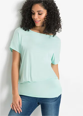 T-shirt doux en viscose extensible, Couleur: menthe pastel