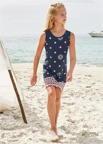 Rochie din jerse din bumbac organic 100% • bleumarin cu imprimeu • magazin bonprix