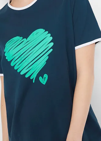 Lang shirt (set van 2), korte mouw • donkerblauw+mentholblauw • bonprix online shop