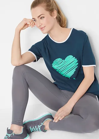 Lang shirt (set van 2), korte mouw • donkerblauw+mentholblauw • bonprix online shop