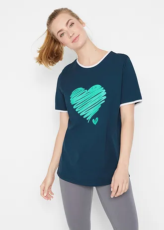 Lang shirt (set van 2), korte mouw • donkerblauw+mentholblauw • bonprix online shop