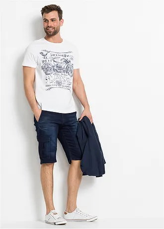 Bermudy dżinsowe ze stretchem, regular fit, kolor: granatowy denim