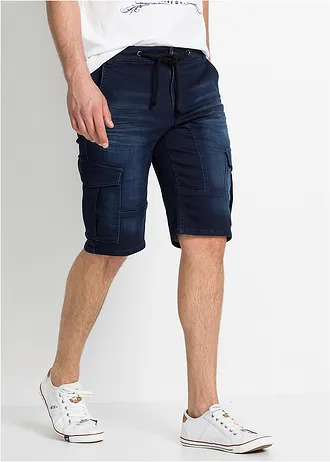 Bermudy dżinsowe ze stretchem, regular fit, kolor: granatowy denim