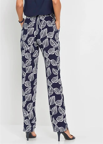 Pantaloni cu bată elastică • bleumarin/alb • magazin bonprix