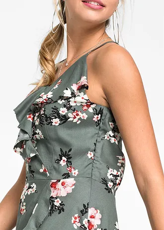 Robe à volants • vert roseau fleurs • Boutique bonprix