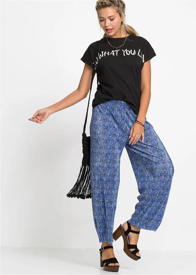 T-shirt oversize 100% coton, Couleur: noir message imprimé
