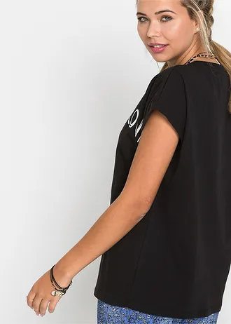 Oversized shirt van puur katoen • zwart met print • bonprix online shop