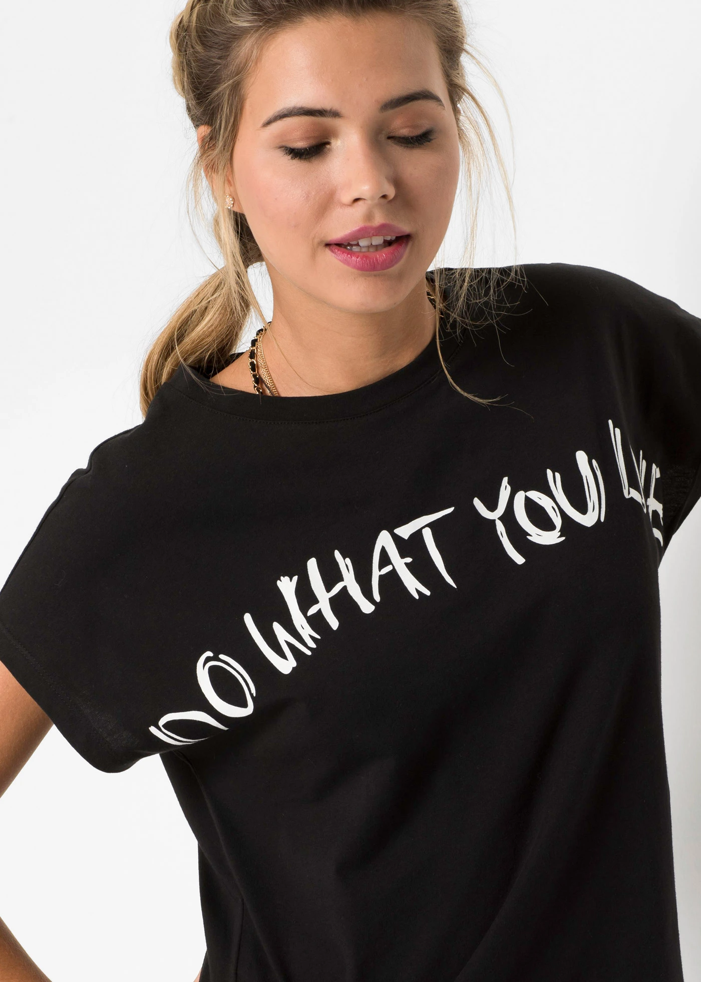 Oversized shirt van puur katoen • zwart met print • bonprix online shop