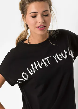 Oversized shirt van puur katoen • zwart met print • bonprix online shop