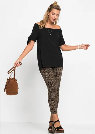 Bluză Carmen cu bentițe de legat la mâneci • negru • magazin bonprix