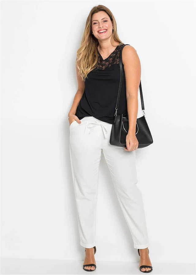Pantalon en lin mélangé, Couleur: blanc