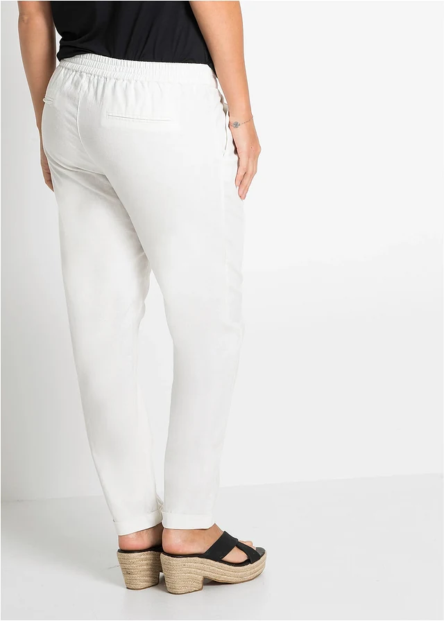 Pantalon en lin mélangé, Couleur: blanc