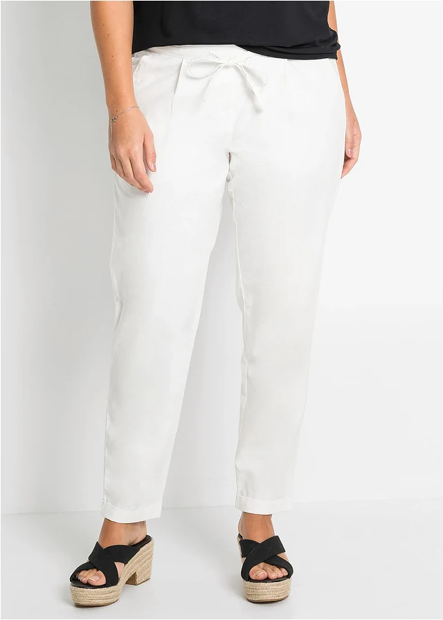 Pantalon en lin mélangé, Couleur: blanc
