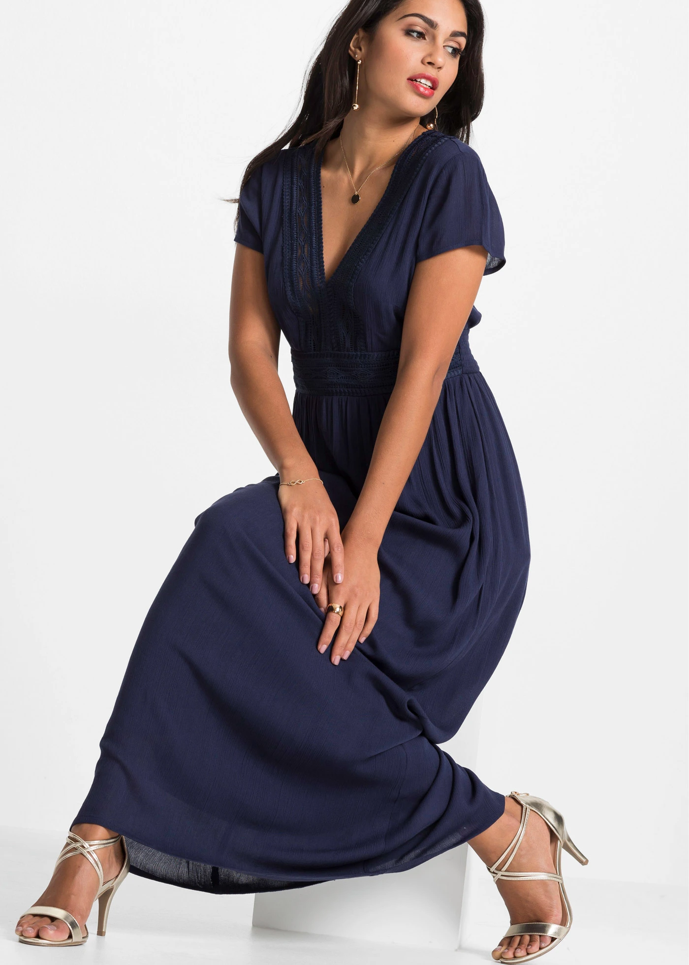 Maxi zomerjurk van soepele viscose • donkerblauw • bonprix online shop