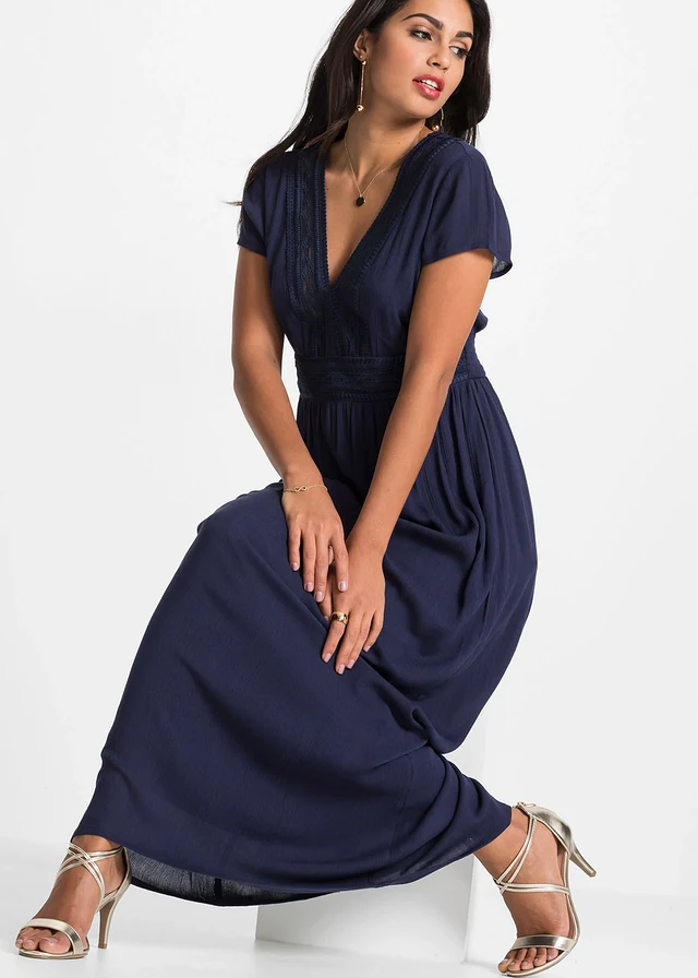 Maxi zomerjurk van soepele viscose • donkerblauw • product-page.page-title-suffix