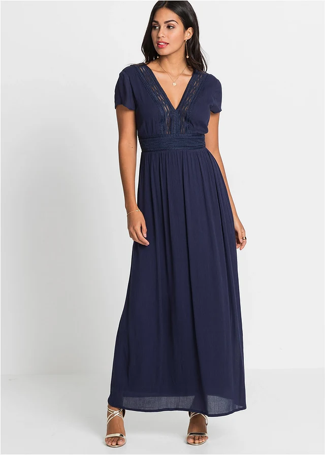 Maxi zomerjurk van soepele viscose • donkerblauw • product-page.page-title-suffix
