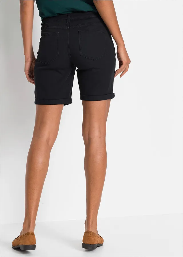 Stretch bermuda, Kleur: zwart