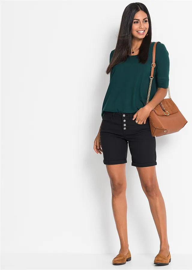 Stretch bermuda, Kleur: zwart