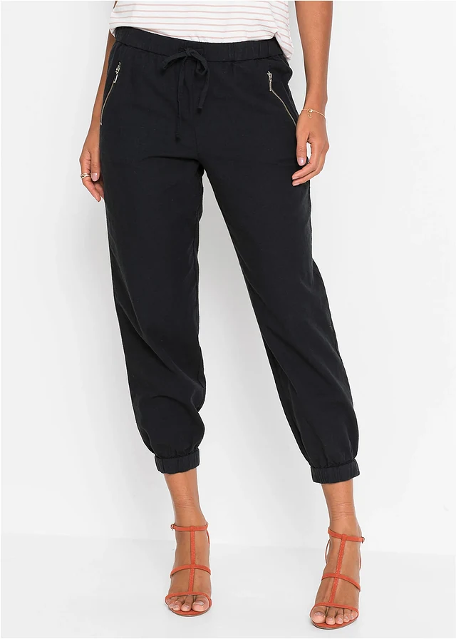 Pantalon 7/8 léger en lin et coton • noir • product-page.page-title-suffix