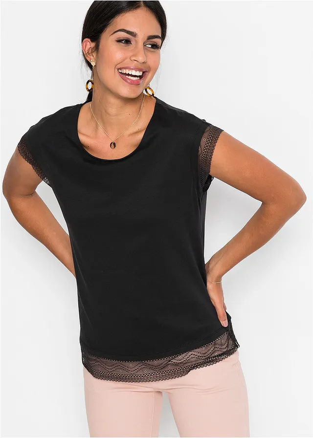 Boxy shirt van katoen • zwart • bonprix online shop