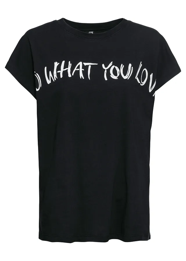 Oversized shirt van puur katoen • zwart met print • bonprix online shop