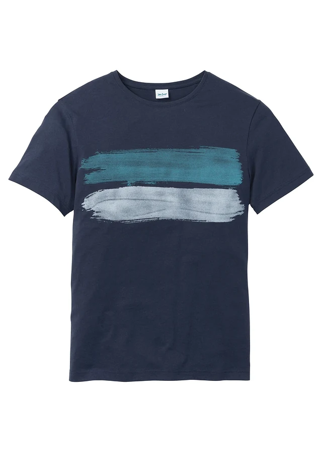 T-shirt van biologisch katoen, Kleur: donkerblauw horizontaal gestreept