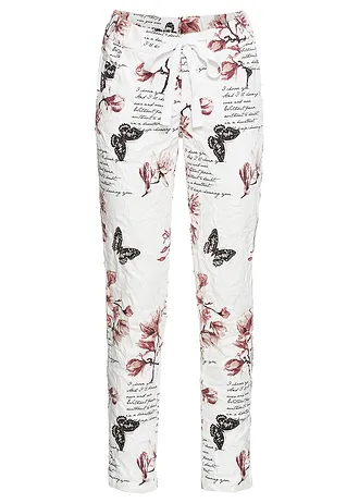 Pantalon en twill de coton extensible, Couleur: blanc imprimé