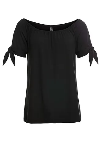 Carmen-shirt met knoopdetail