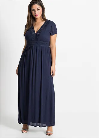 Maxi jurk van soepele viscose, Kleur: donkerblauw
