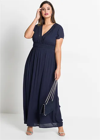 Maxi jurk van soepele viscose, Kleur: donkerblauw