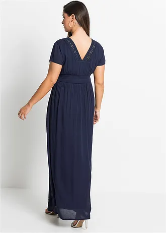 Maxi jurk van soepele viscose, Kleur: donkerblauw