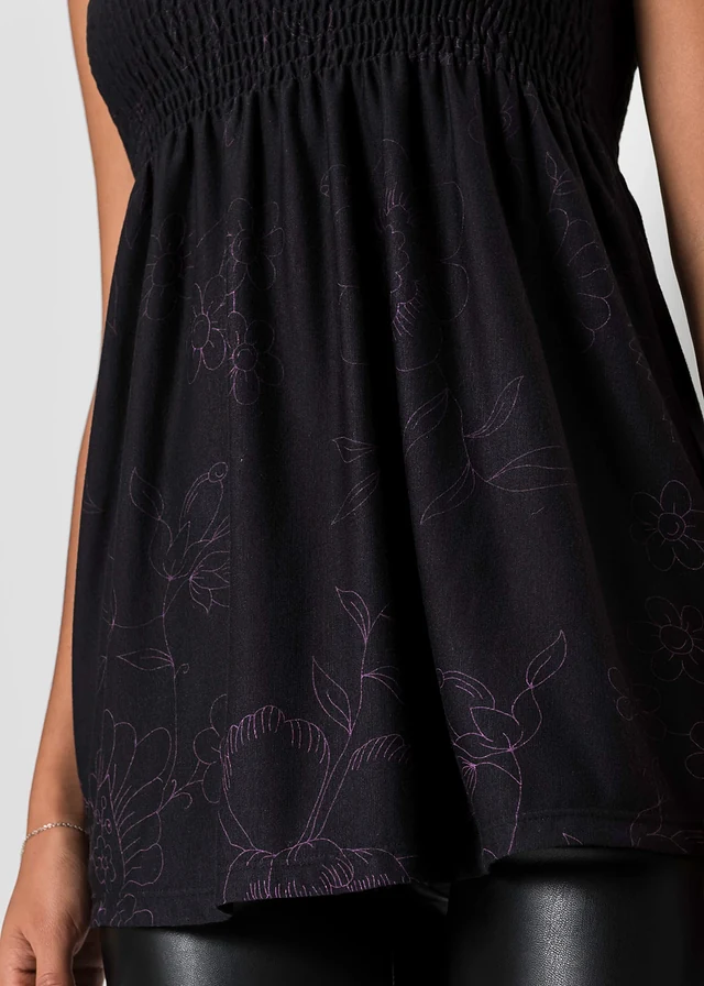 Top tunique en viscose mélangée • noir/violet floral • product-page.page-title-suffix