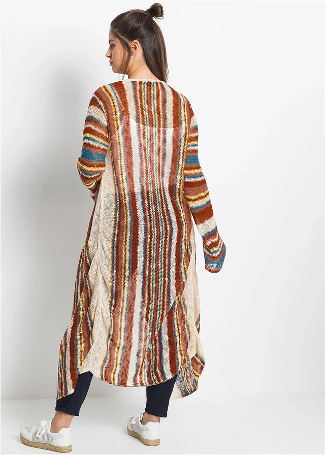 Manteau en maille à rayures, Couleur: rayé multicolore
