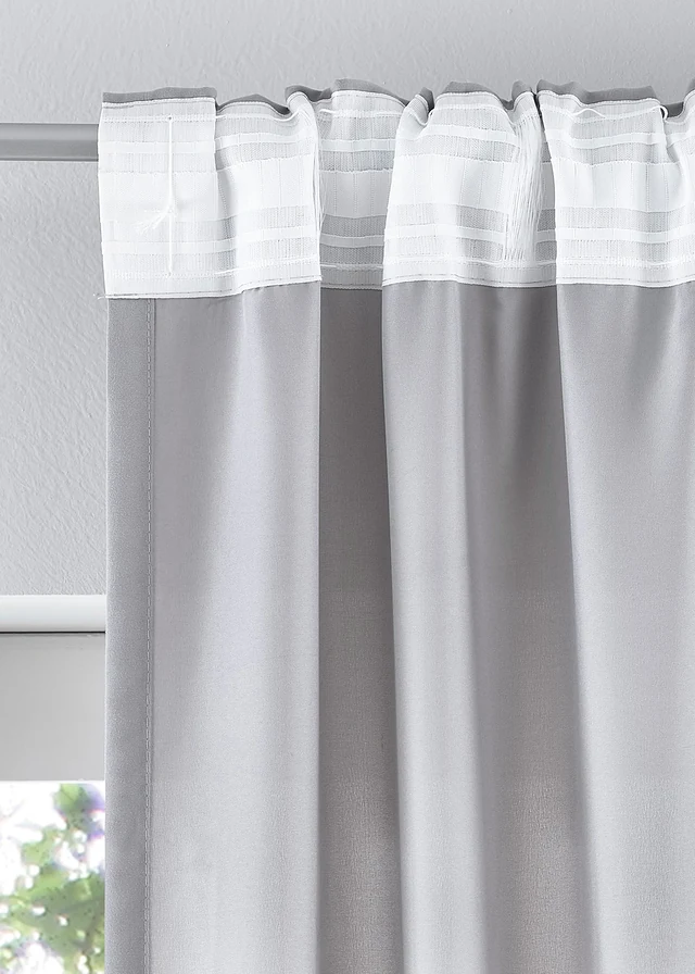Onderhoudsvriendelijke gordijnen van microvezel (2 stuks), Kleur: grijs