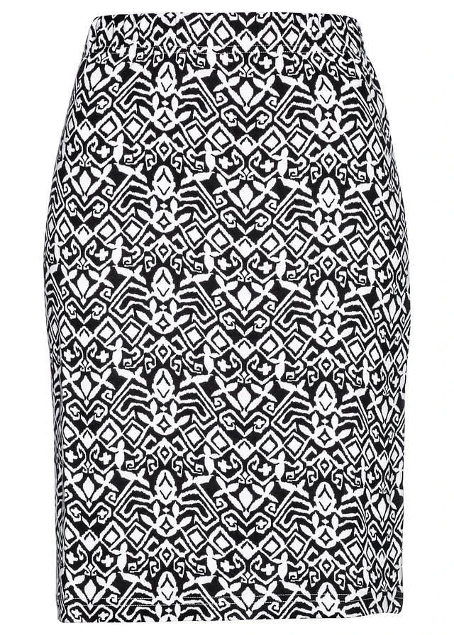 Jersey rok, Kleur: zwart/wit gedessineerd