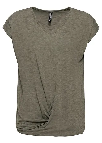 Shirt van viscosemix, Kleur: kleigroen gemêleerd