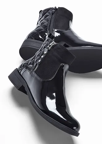 Cizme scurte cu aspect lăcuit • negru • magazin bonprix