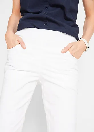 Capri kalhoty s pohodlným pasem, z bavlněné směsi • bílá • bonprix obchod