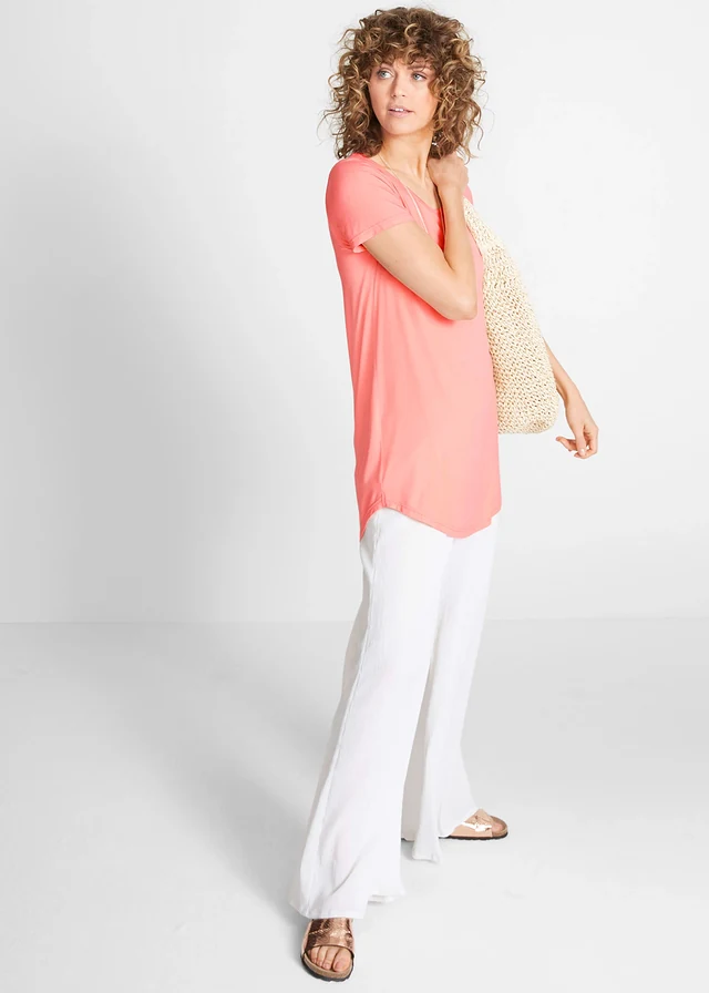 Longshirt, korte mouw, Kleur: lichtkoraal