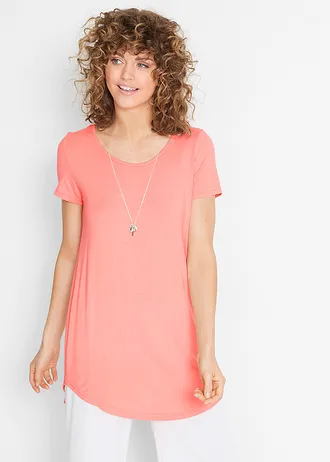 T-shirt long en viscose douce • corail clair • Boutique bonprix