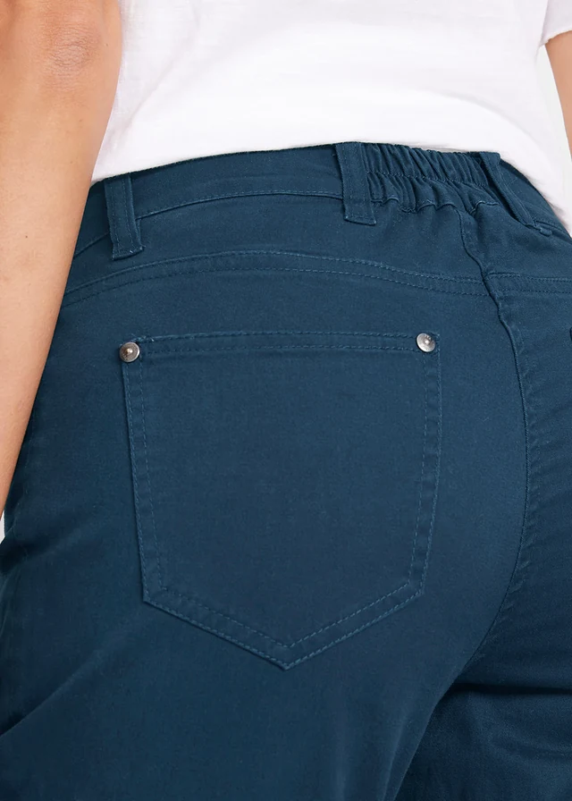 Pantacourt en coton avec taille élastique et boutons • bleu foncé • product-page.page-title-suffix