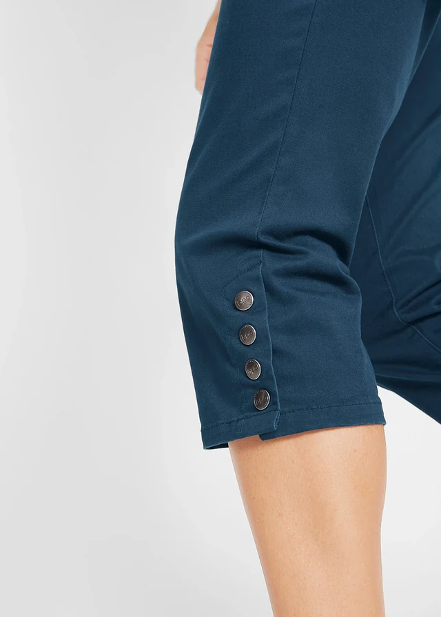 Pantacourt en coton avec taille élastique et boutons • bleu foncé • product-page.page-title-suffix