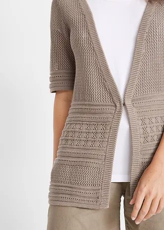 Gilet en maille ajourée • taupe • Boutique bonprix