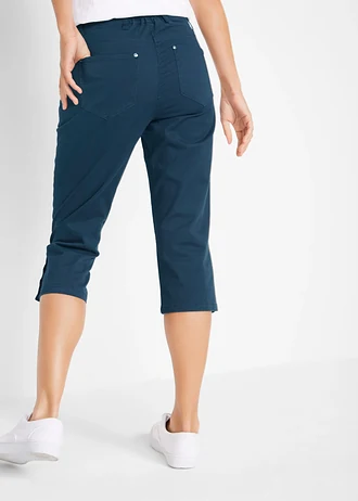 Pantacourt en coton avec taille élastique et boutons, Couleur: bleu foncé