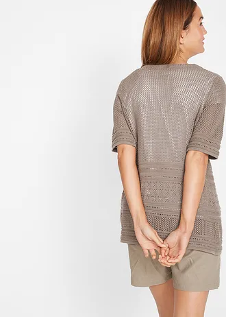 Ajour vest • taupe • bonprix online shop